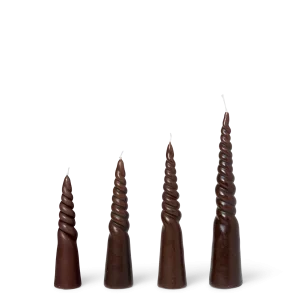 Gedraaide kaarsen - set van 4 - bruin