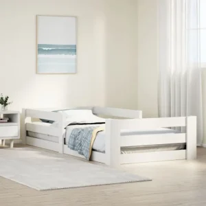 Bedframe van massief grenenhout met extra opbergruimte