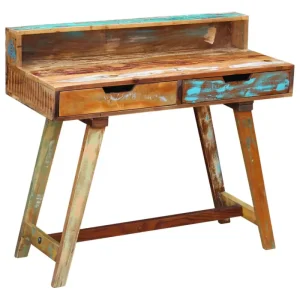 Houten bureau in vintage stijl van massief gerecycled hout