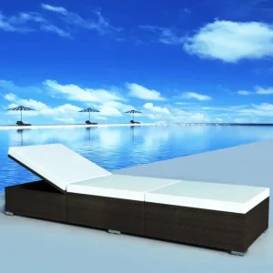 Ligsstoel met poly rattan en gepoedercoat stalen frame voor de tuin