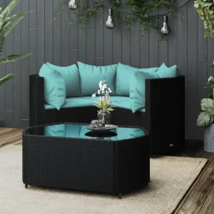 Lounge Tuinset van Poly Rattan met Eenvoudig Schoon en Geharde Glas