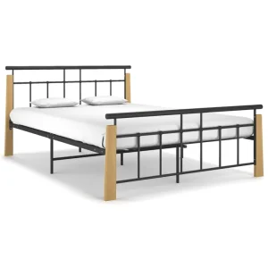 Metalen bedframe met massief eikenhout voor heerlijke nachtrust