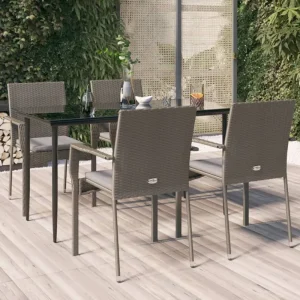 Moderne tuinset van poly rattan met gehard glas en eenvoudig schoonmaken