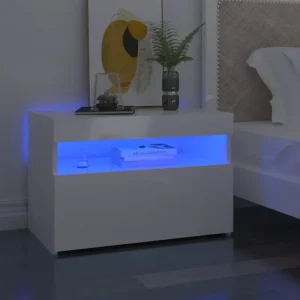 Nachtkastje met RGB LED-verlichting Hoogglans Wit voor modern interieur