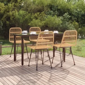 Tuinstoelset van poly rattan met gehard glas en eenvoudig schoonmaken
