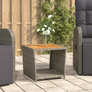 Tuintafel van massief acaciahout en PE-rattan eenvoudig schoon