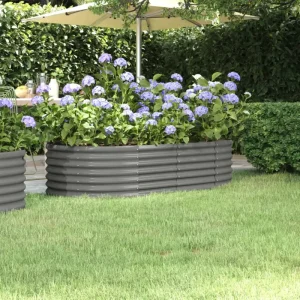 Verhoogde plantenbak van gepoedercoat staal voor tuin en terras
